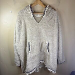Natural Life Oversized Blanket‎ Hoodie Teddy Sherpa One Size Embroidered Accents
